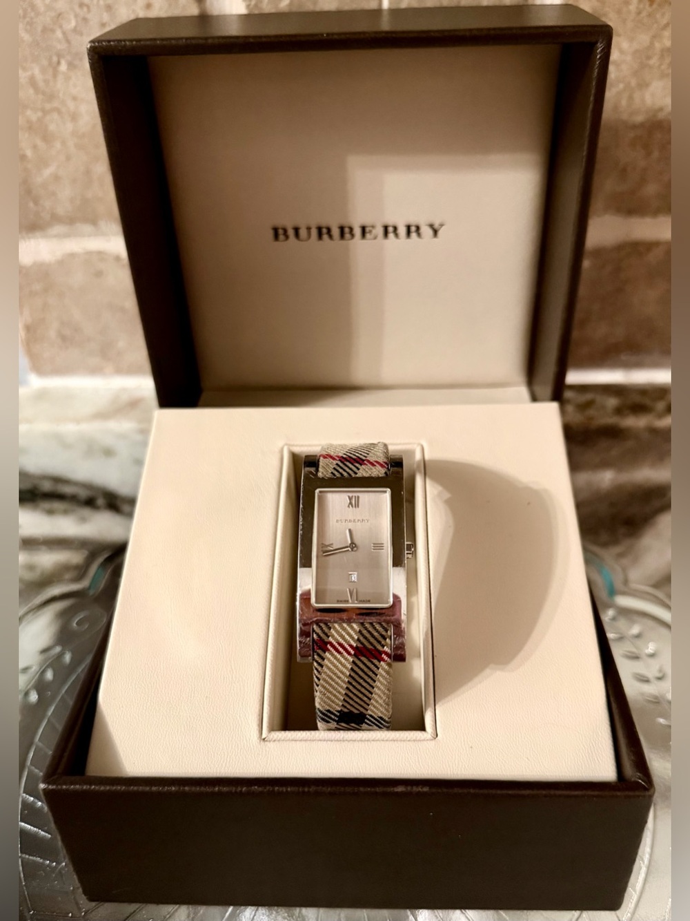 Burberry vintage BU1014 Classic Nova Check Sterling Silver Watch